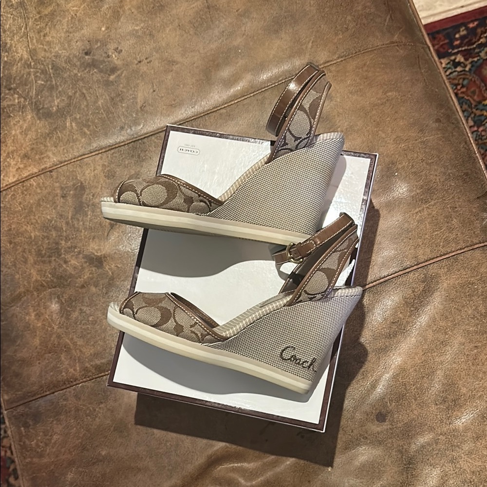 NIB Coach Brown Wedge Shoes, size 8.0 Medium - Picture 3 of 8